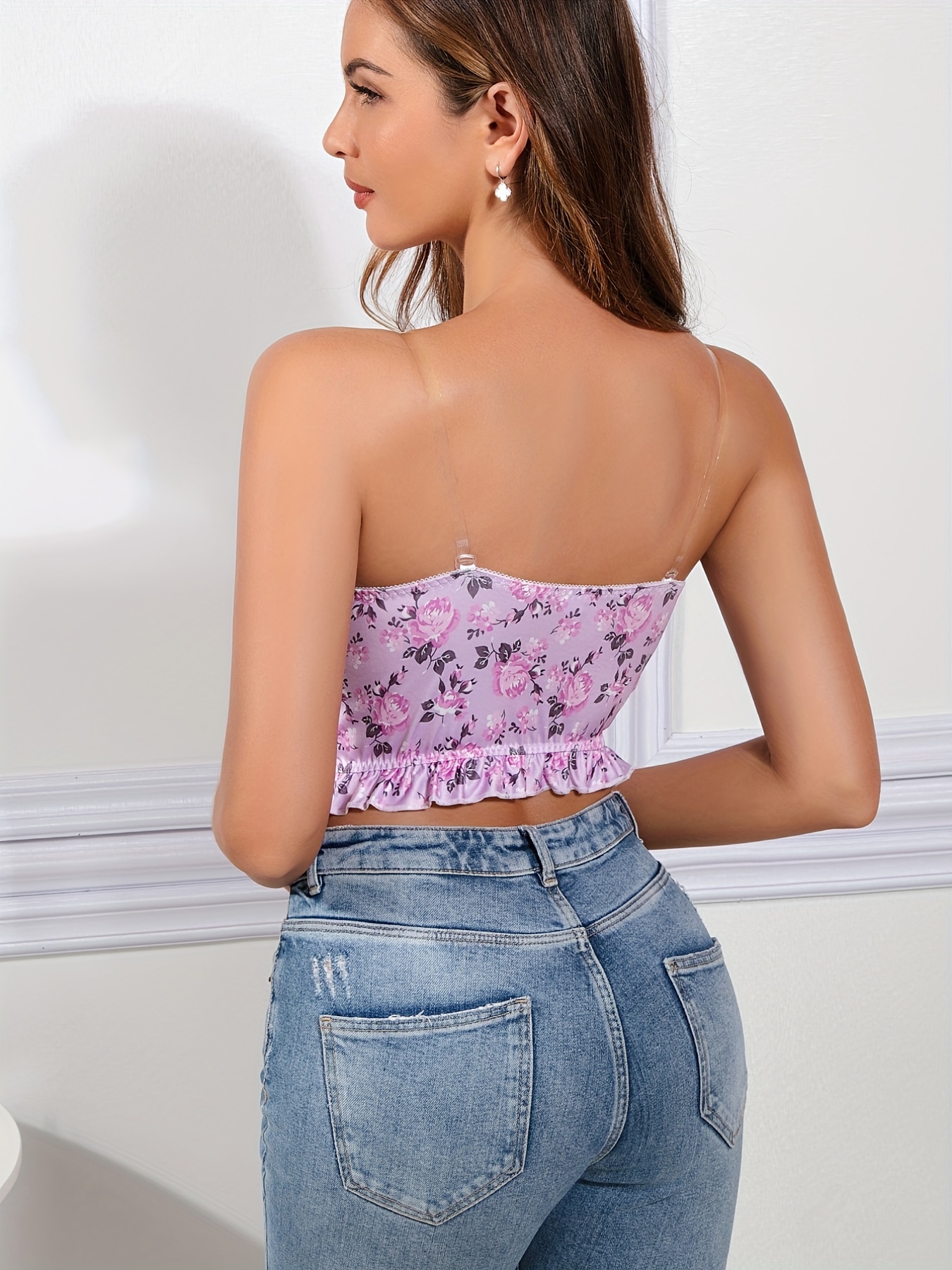 Floral Print Ruffle Corset Bustier Tummy Control Slimming - Temu