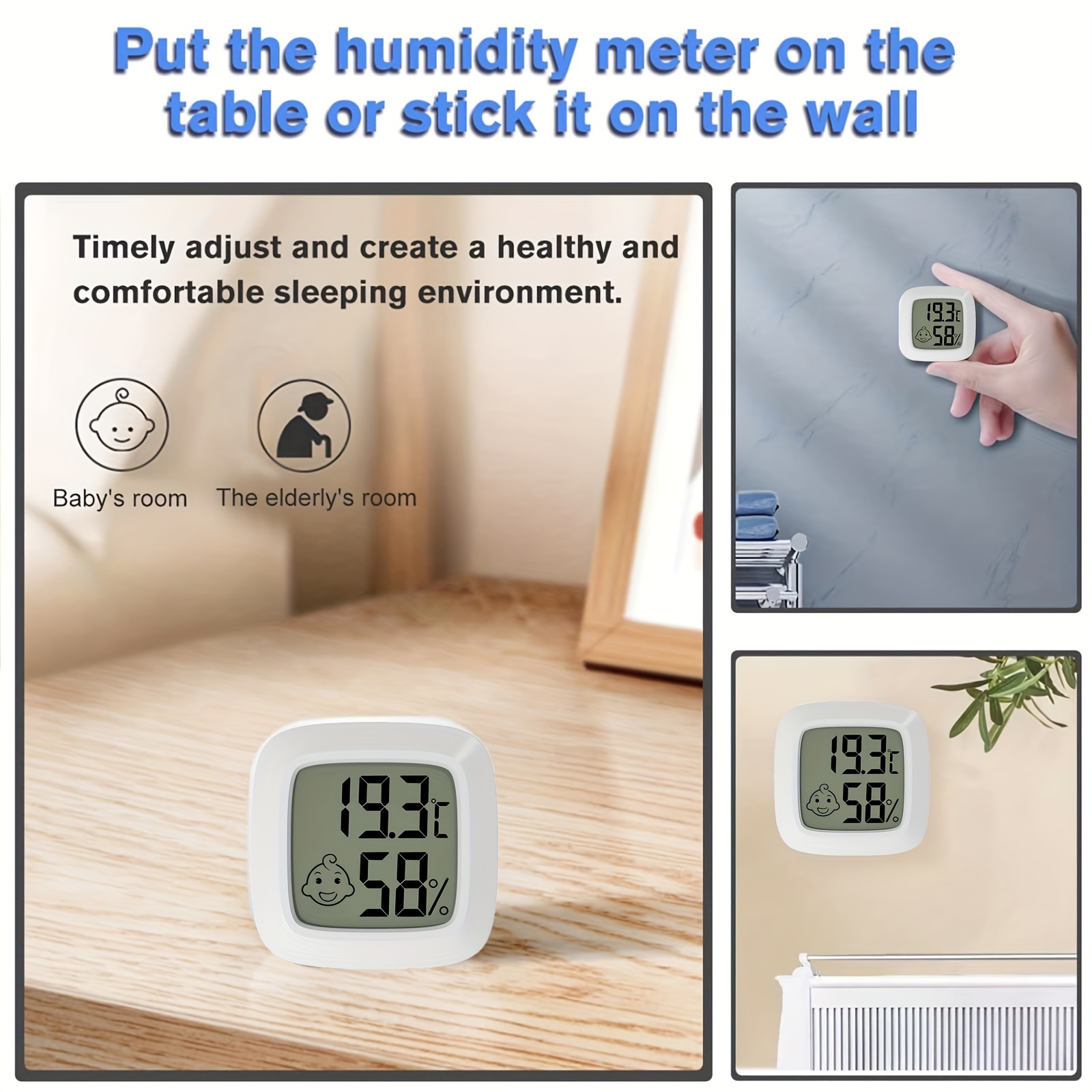 Digital Hygrometer Indoor Humidity Meter Room with Humidity and Monitor  Accurate Humidity Gauge for Home Greenhouse Office School 