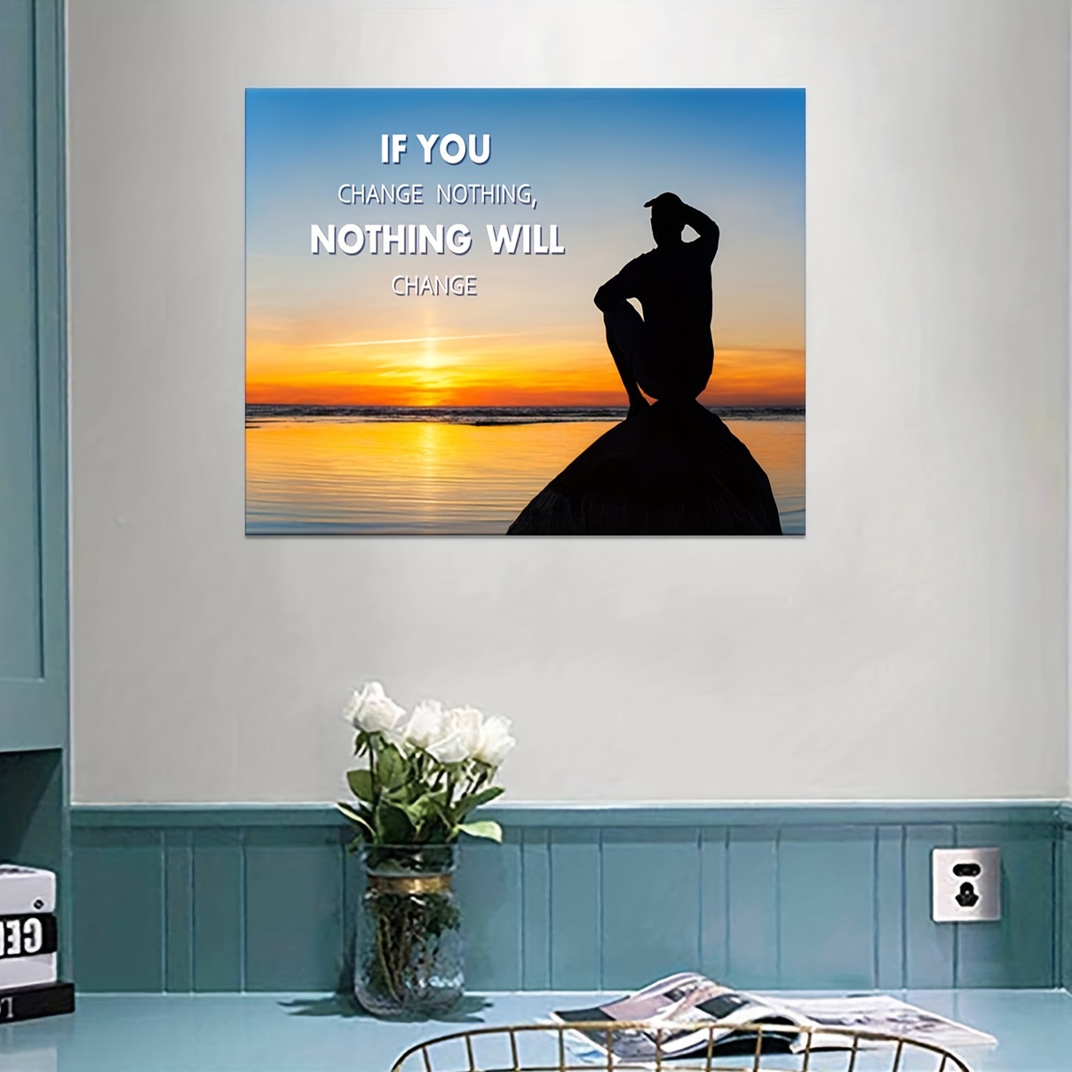 Canvas Painting, If You Change Nothing, Nothing Changes Quote Painting  Contemporary Inspirational Canvas Wall Art, Ideal Gift For Living Room,  Kitchen, Decor Wall Art Wall Decor, Home Decor, Wall Art, Room Decor,