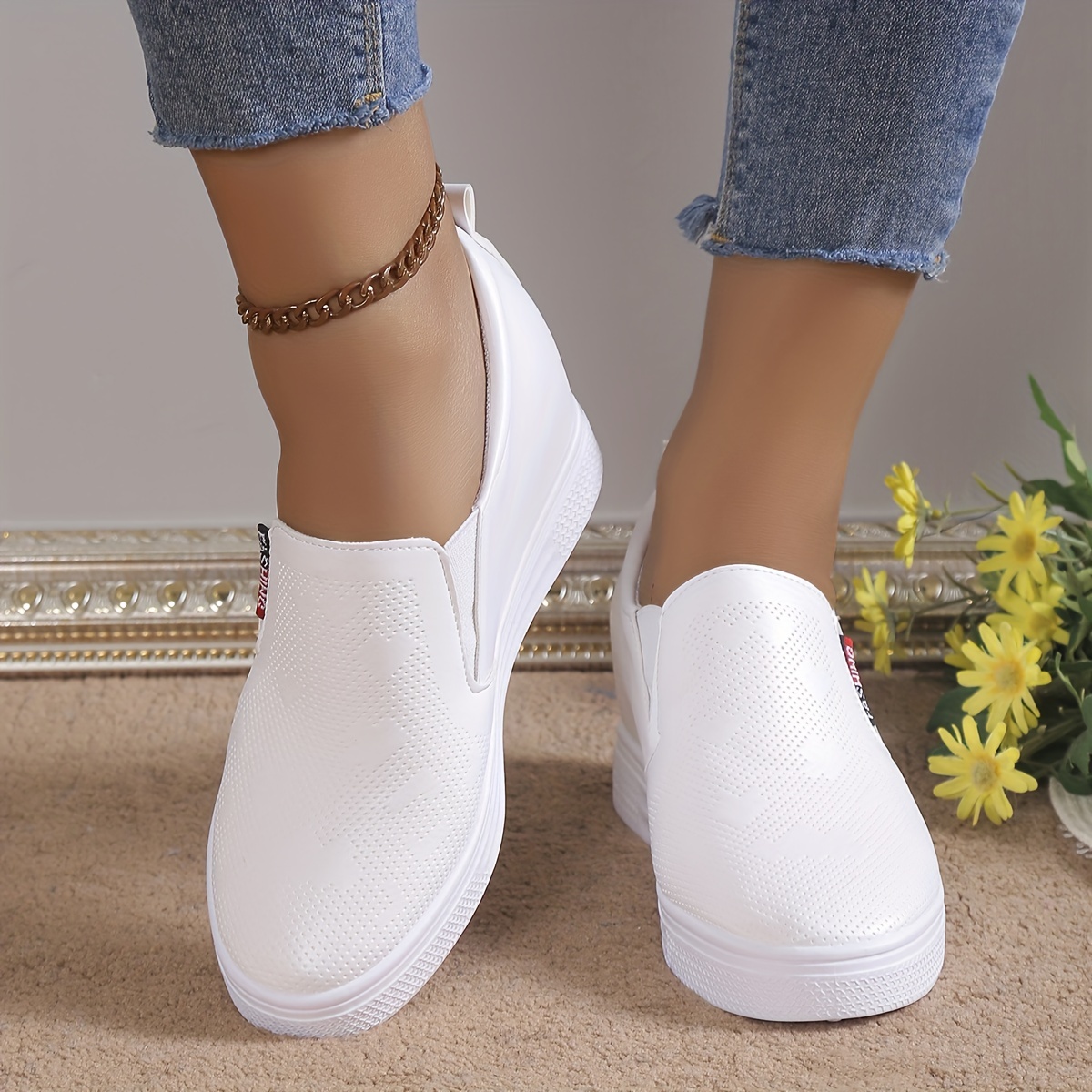 

Women's Wedge Shoes, Height Increasing Slip On Nurse Shoes, Casual Low Top Shoes