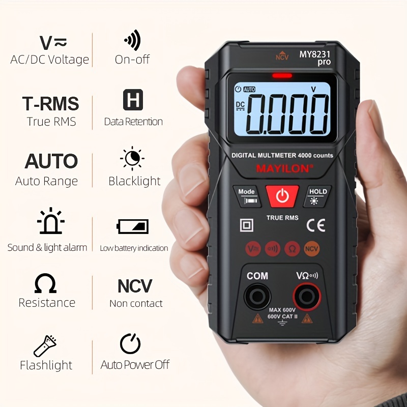 Professional Digital Multimeter Automotive Tester True RMS 600V