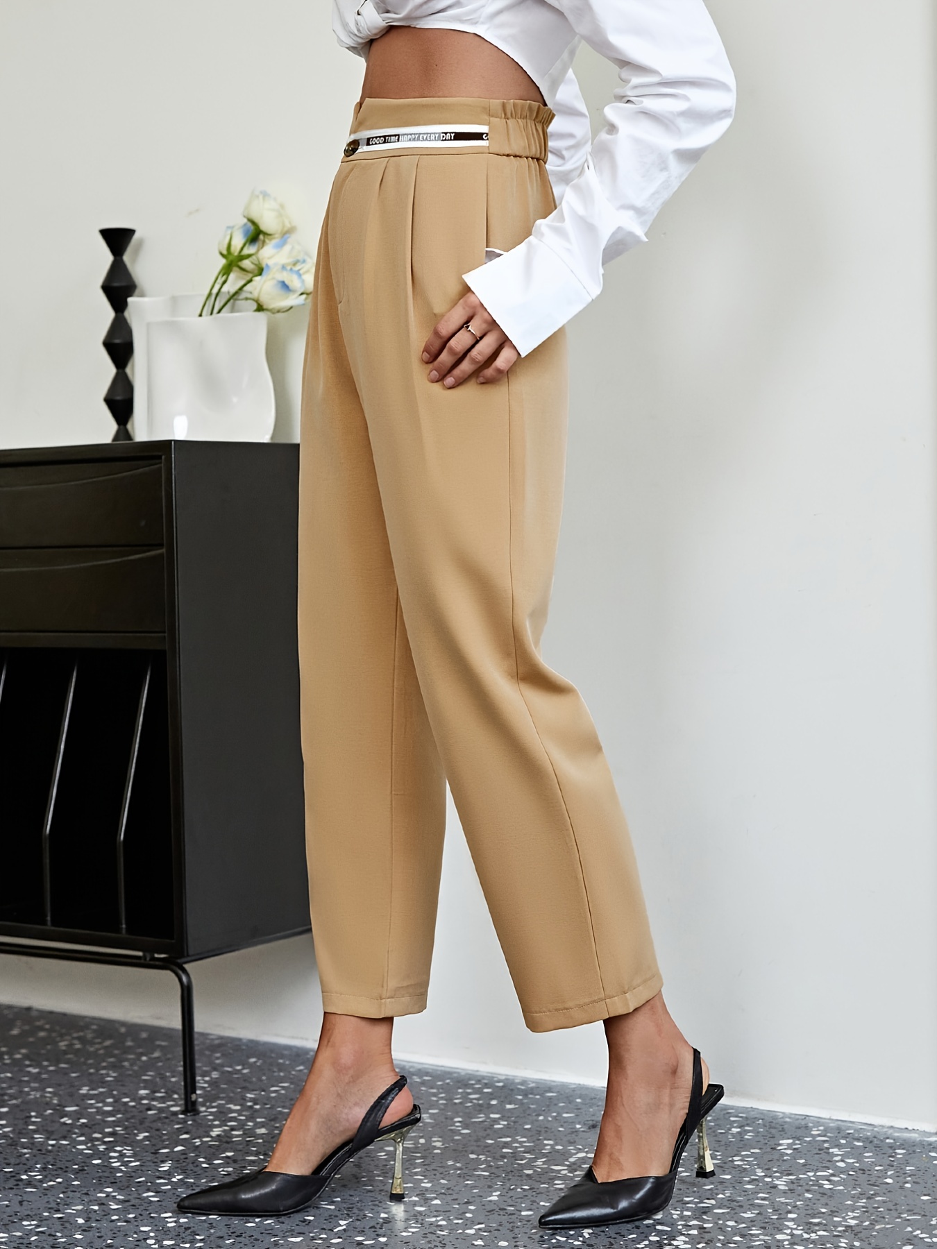 Tailored Wide Leg Pants For Women Solid High Waisted Loose Wide