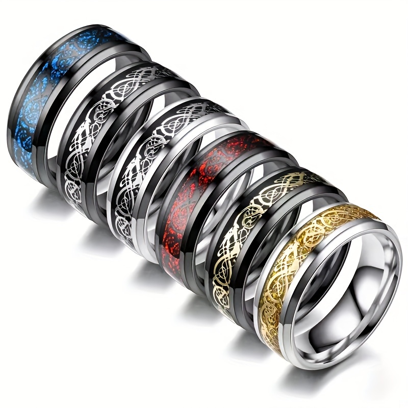 

6pcs Punk Style Band Rings Made Of Stainless Steel Multi Colors For You To Mix And Match Suitable For Men And Women Match Daily Outfits