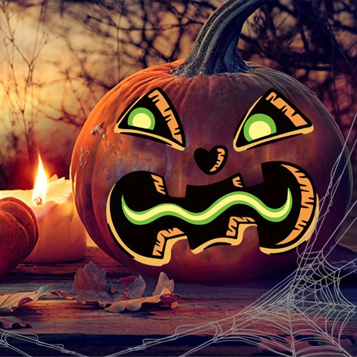 2pcs Halloween DIY Emoticon Stickers Pumpkin Ghost Face