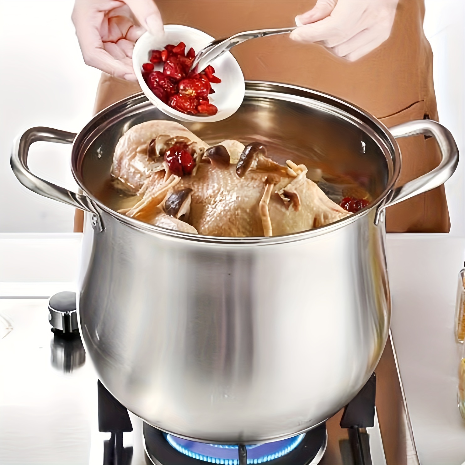 Large Capacity Thickened Stainless Steel Pot,, Dishwasher Safe, Gas Stove  Induction Cooker Can Be Used, Food Can Be Observed Through Glass Cover, Pot  Body With Transparent Glass Cover, With 3 Layers Of