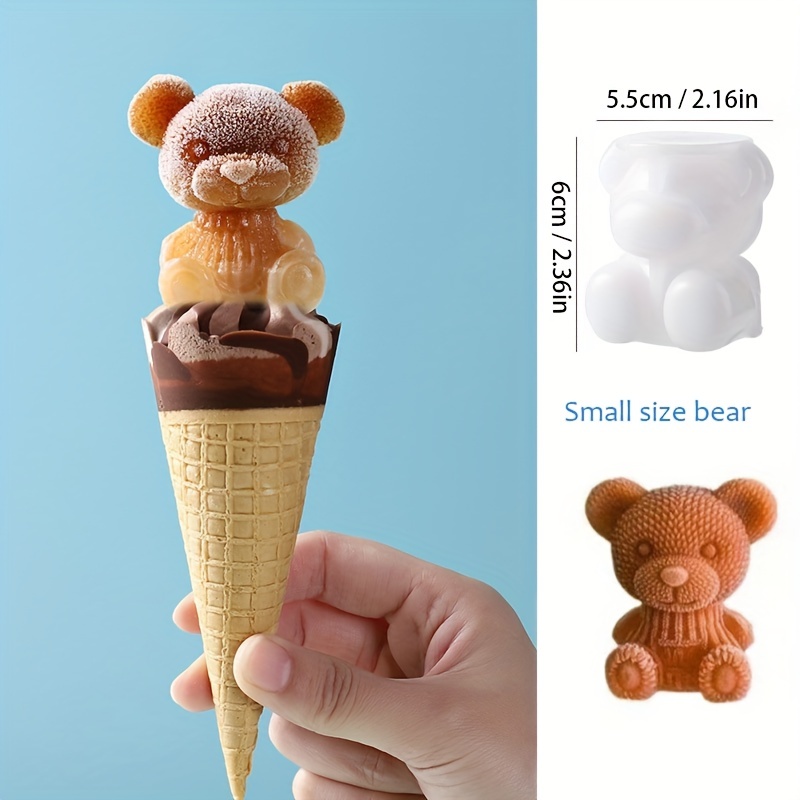  2Pcs 3D Teddy Bear Ice Cube Mold, Reusable 3D Ice Mold