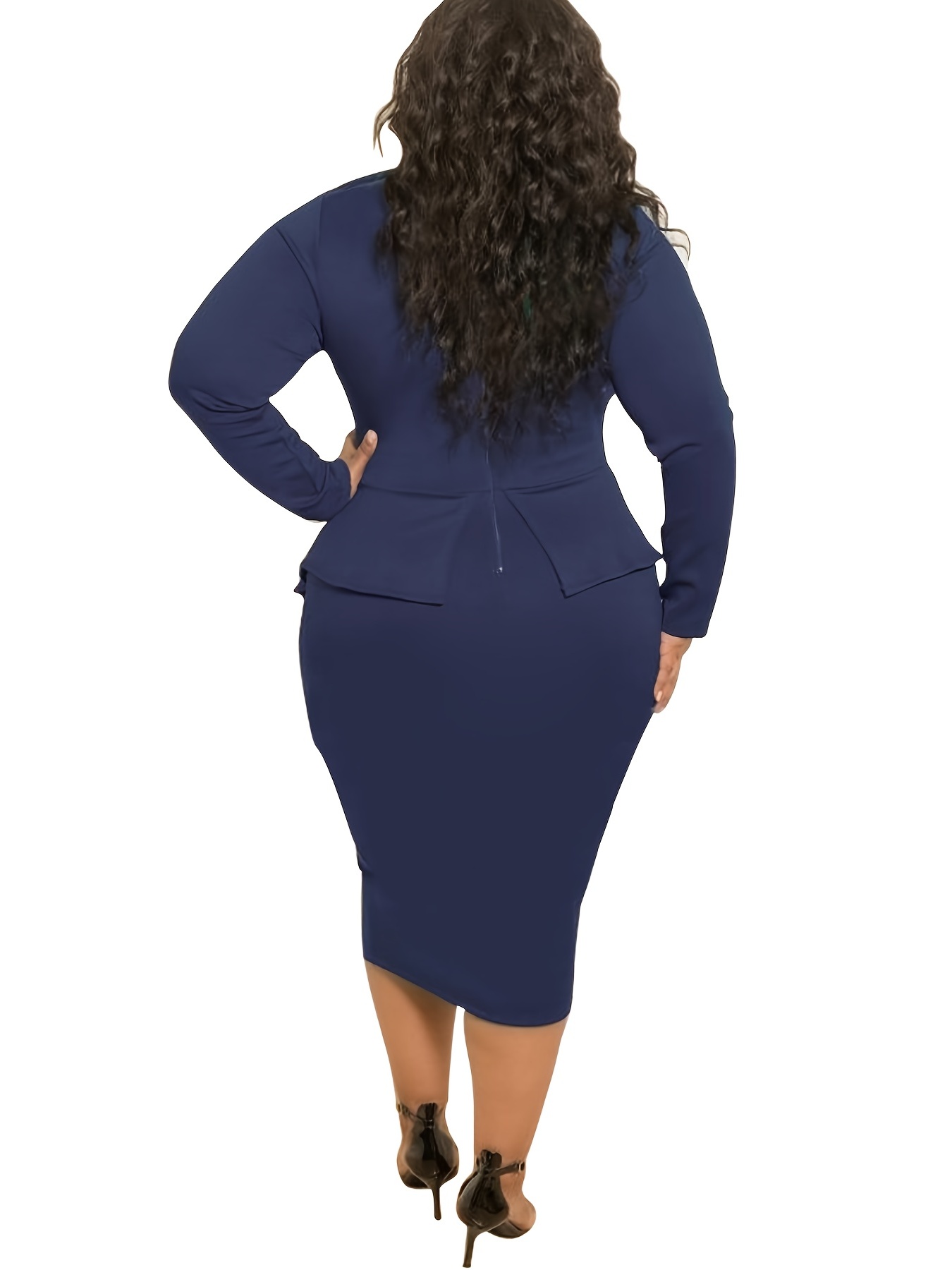 Plus size navy blue best sale skirt suit