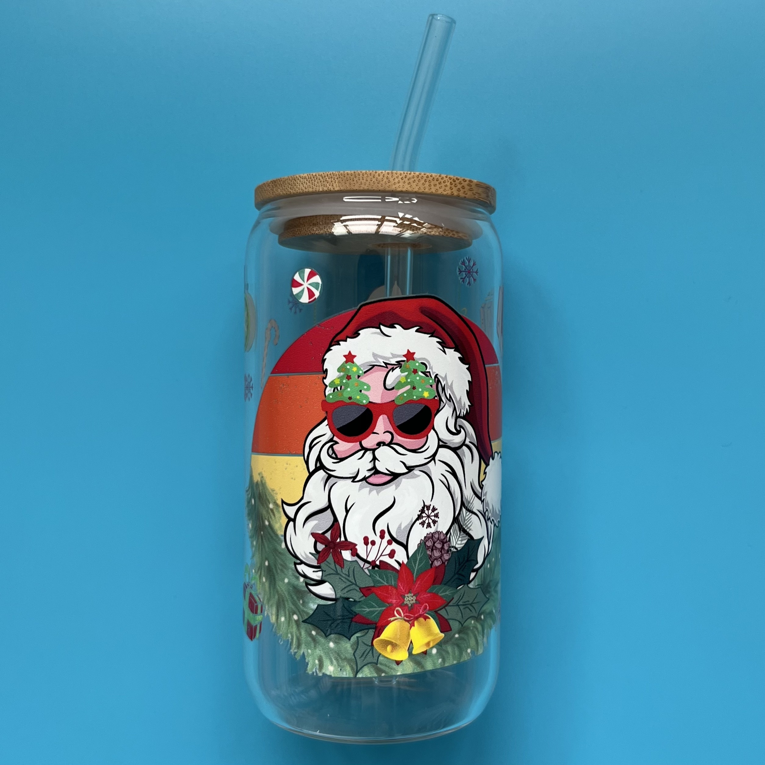 Tumbler Cup w/ Straw Christmas Coolites Santa Claus Light Up Green