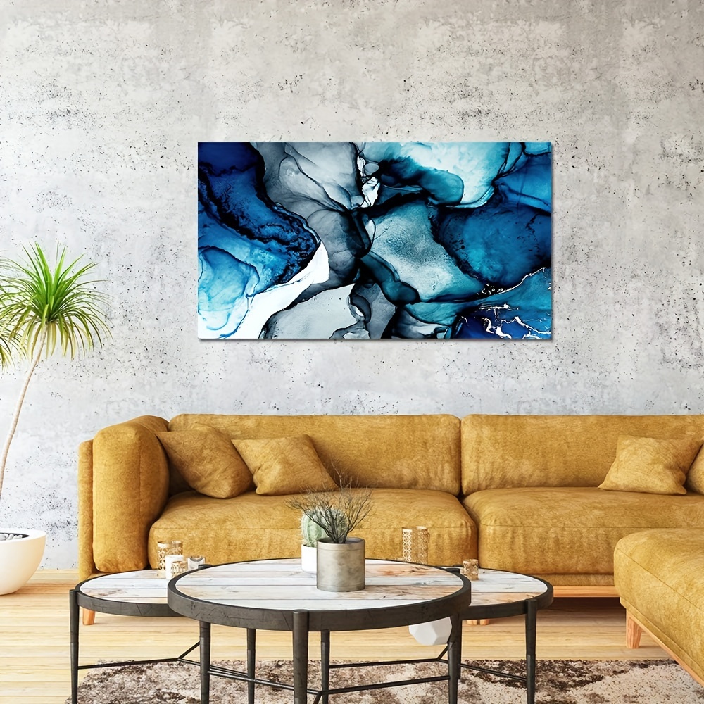 Blue, Orange, Gray Abstract Alcohol Ink Painting, Modern Art, Abstract Art,  Contemporary Art Print Poster Wall Art Canvas Artwork Wall Decor Prints