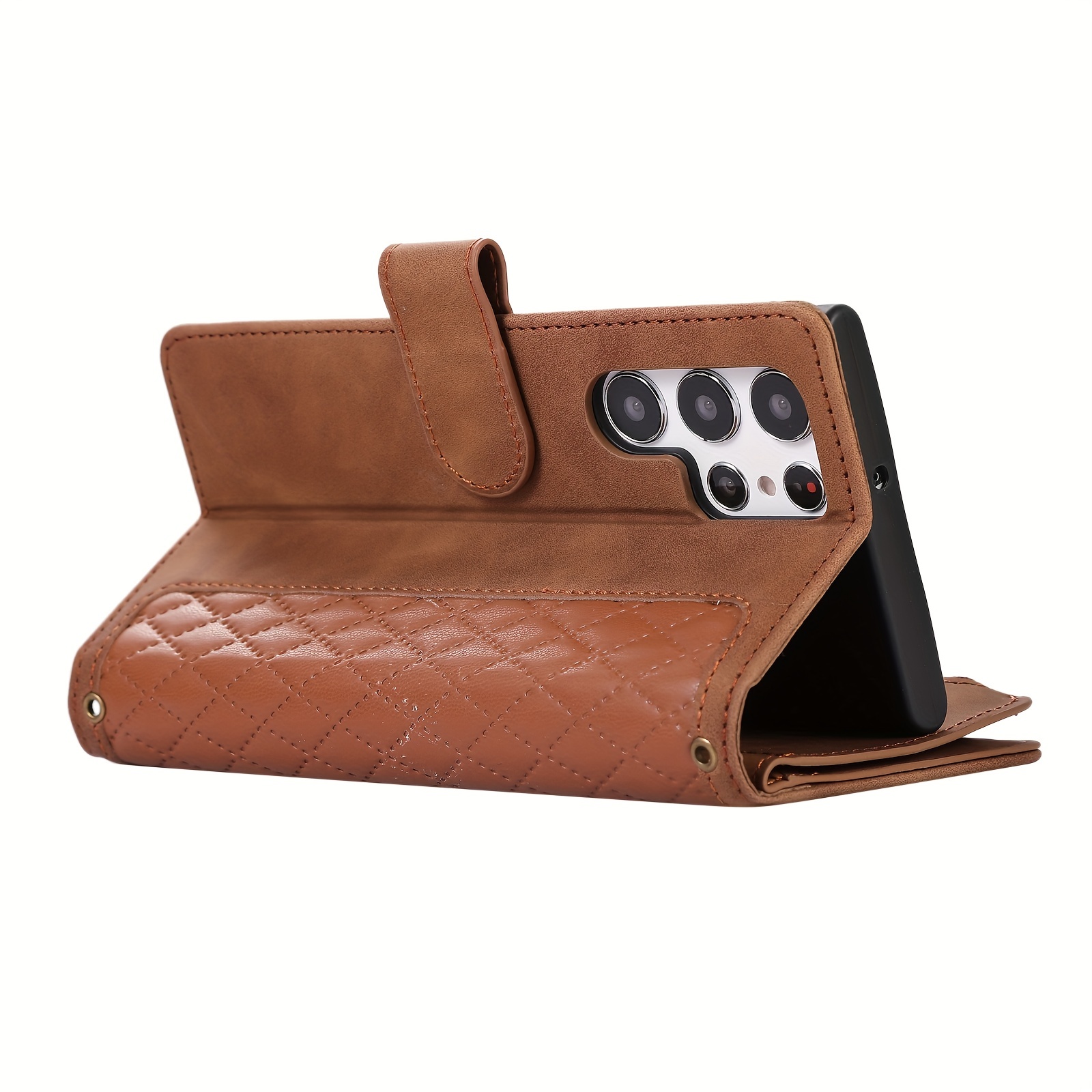 Lattice Brown Leather Sheath Phone Case For S23 S22 S21 Ultra S23 S22 S21  S20 Plus S23 S22 S21 S20 A52 A71 A72 A22 A32 A21s S20 Fe S10 Plus Note 10