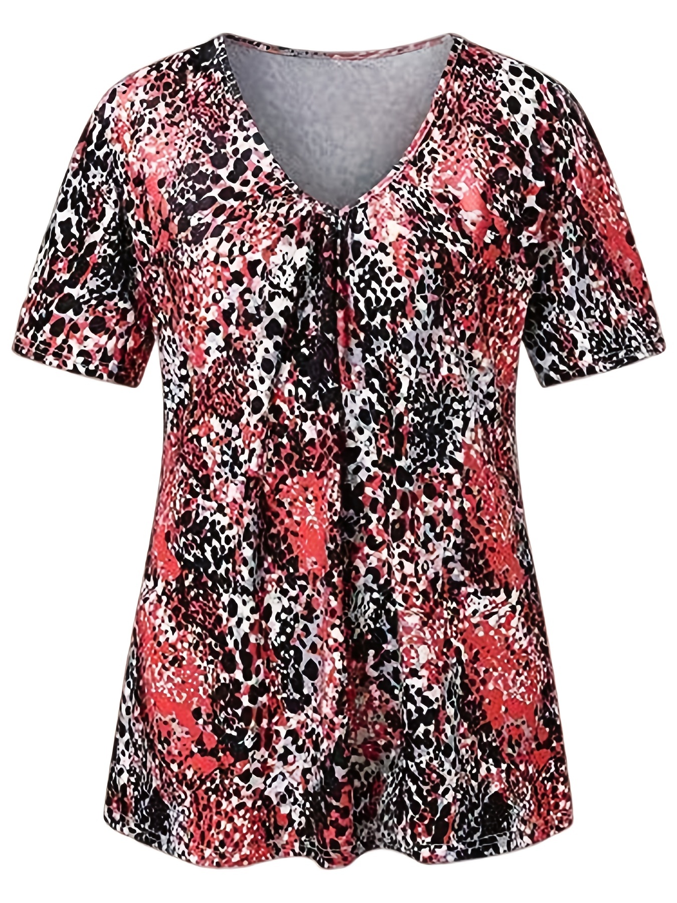CTEEGC Womens Tops Plus Size Sexy Stripe Leopard Print Shirt Short Sleeve  T-Shirt Blouse Tops 