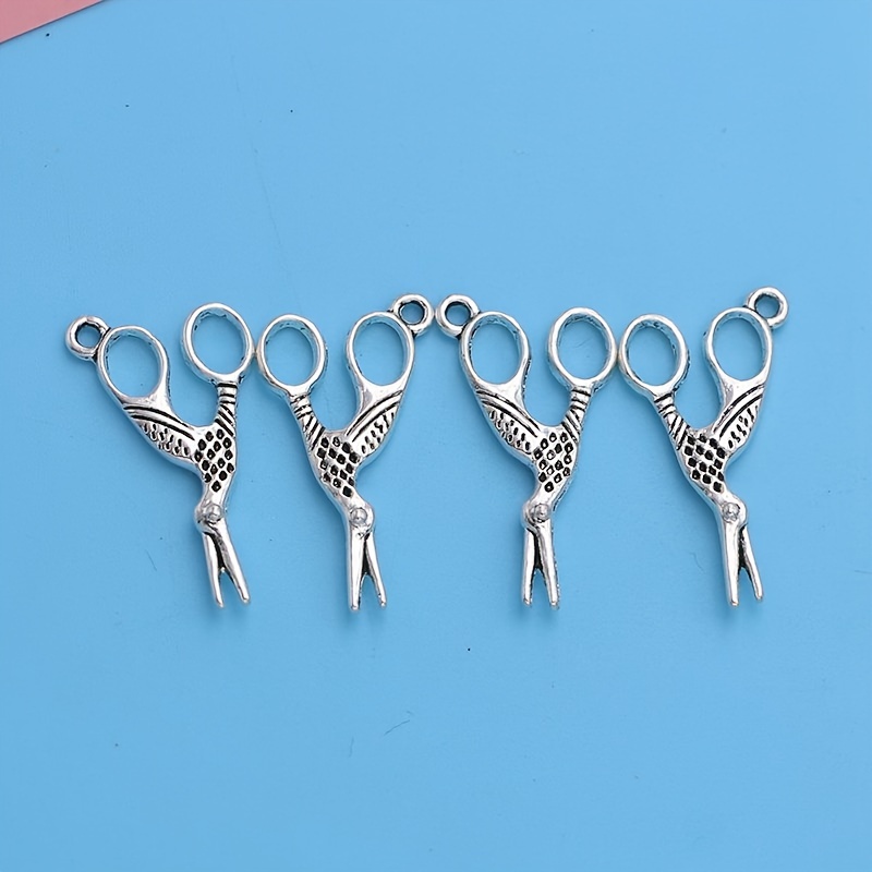 10 Pcs Bird Scissors Charm Pendant Fit Bracelet Necklace Jewelry DIY Making  Accessories 27x13mm