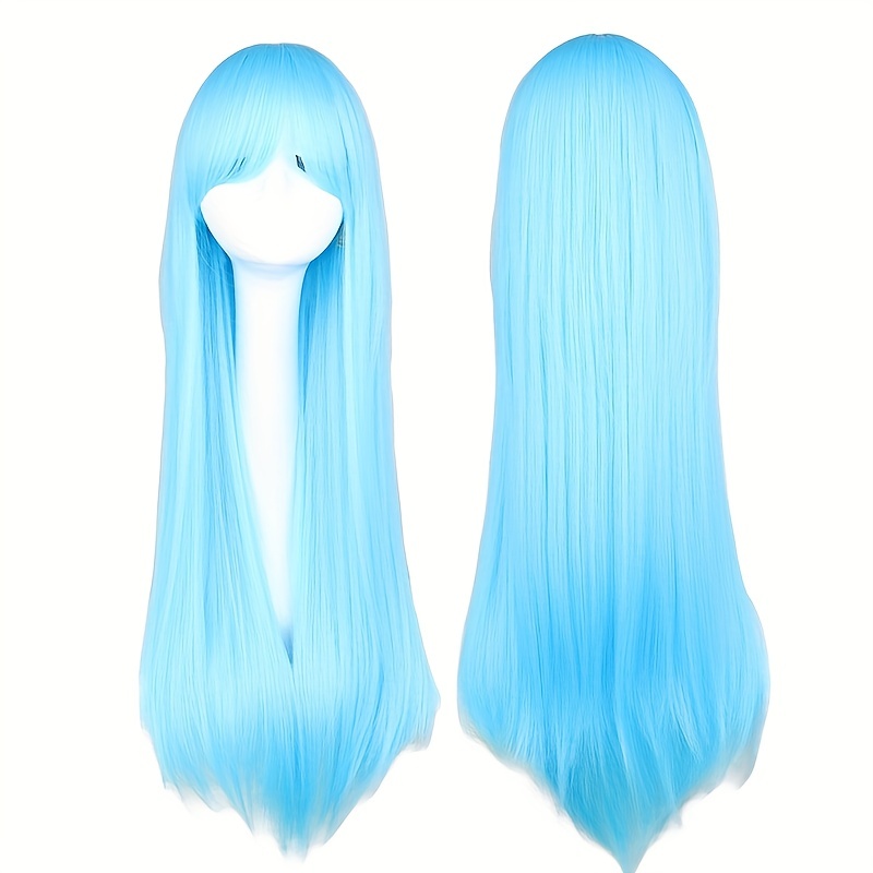 Long Straight Synthetic Wig With Bangs Heat Resistant For Halloween Cosplay