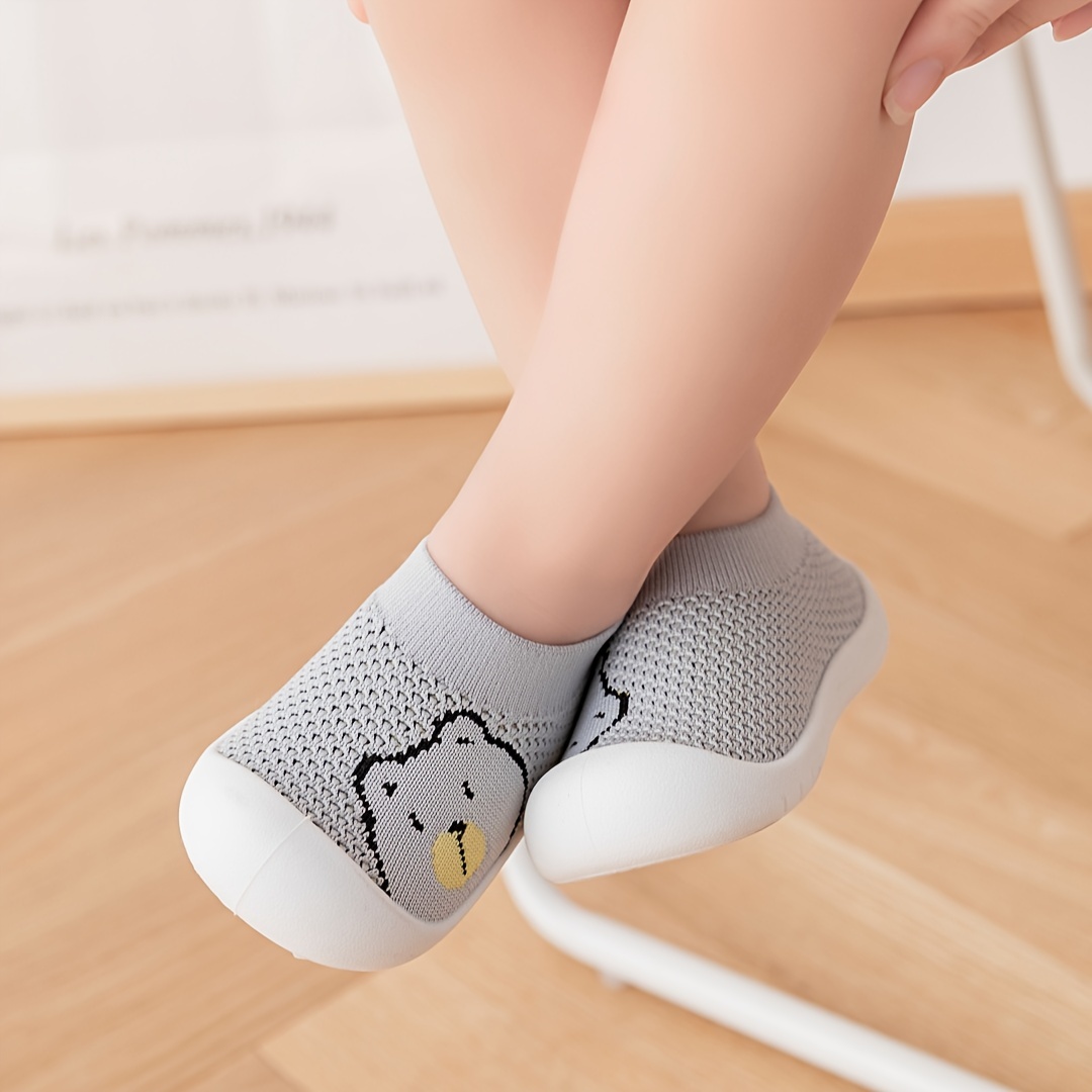 Adorable Bear Design Slip-On Sneakers for Babies & Toddlers - Lightweight, Breathable Mesh Fabric with Rubber Sole, Soft & Comfortable Low-Top Shoes for Boys & Girls, Baby Walking Shoes | Breathable Toddler Socks | Rubber Sole Shoes, Toddler Shoes