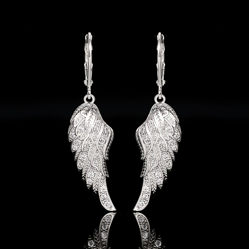 Zirconia Wings Drop Earrings Sparkling Dangle Earrings