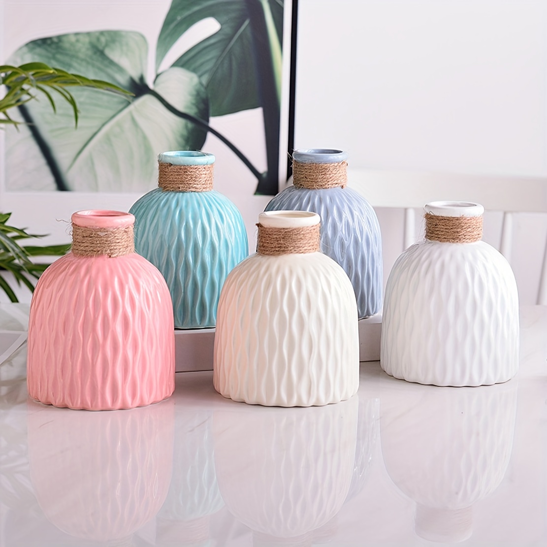 White Textured Ceramic Vases