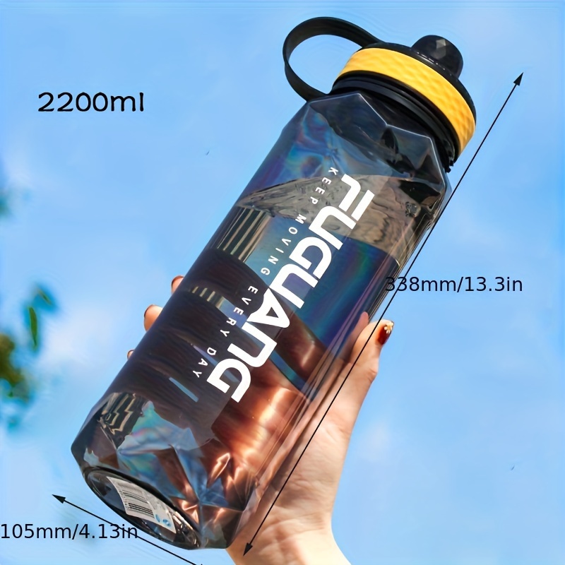 YCALLEY Sport 2l Water Bottle Reminder Silicone Sith Straw Waterbottle  Fitness Big Bottles 1500ML / 2300ML / 3800ML 2 liter