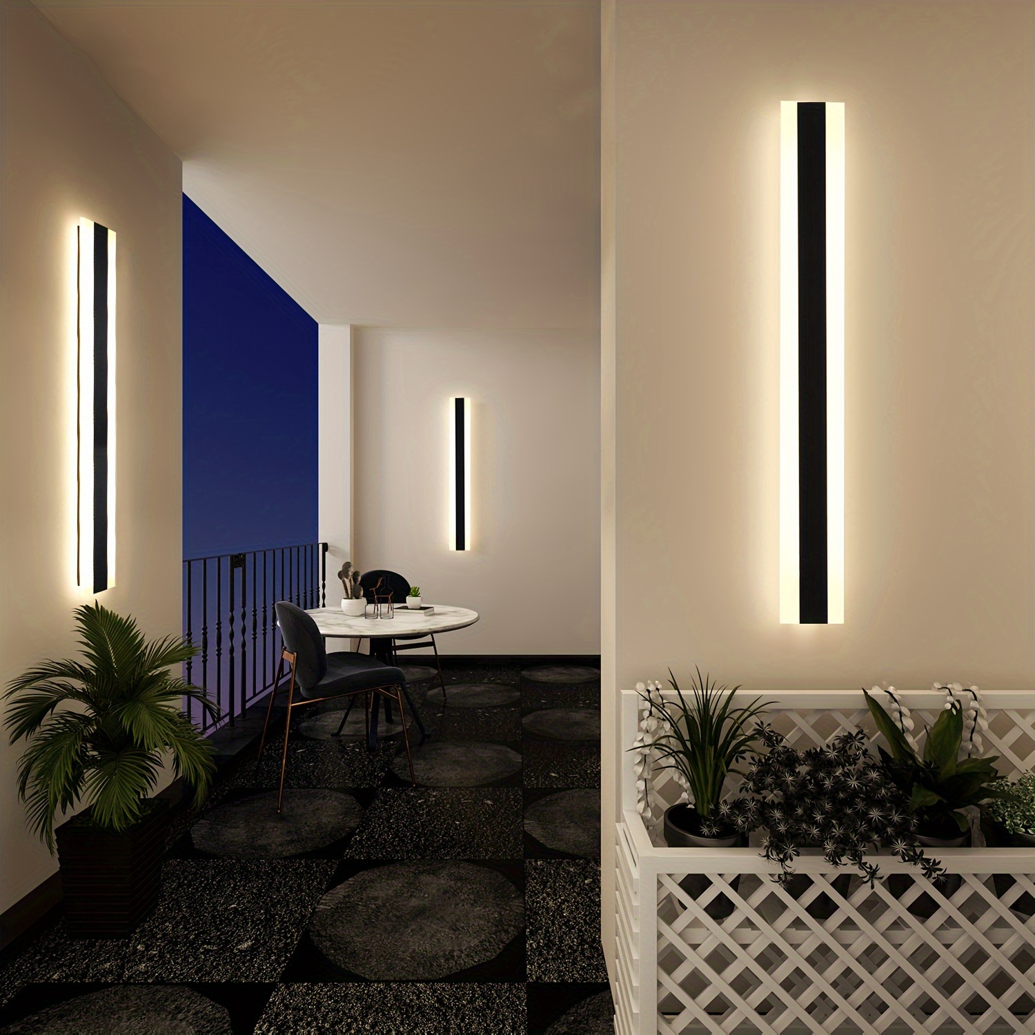 LED Applique da parete interni nero angolo minimalista lampada da parete  24W lunga striscia di luce bianco caldo corridoio scale comodino camera da