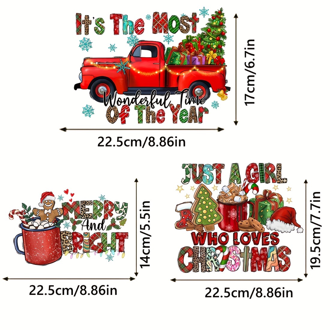3 Sheets Christmas Iron on Patches Cute Iron on Transfer Designs Christmas  Heat Transfers Vinyl Winter Christmas Iron on Transfers for T Shirts Bags