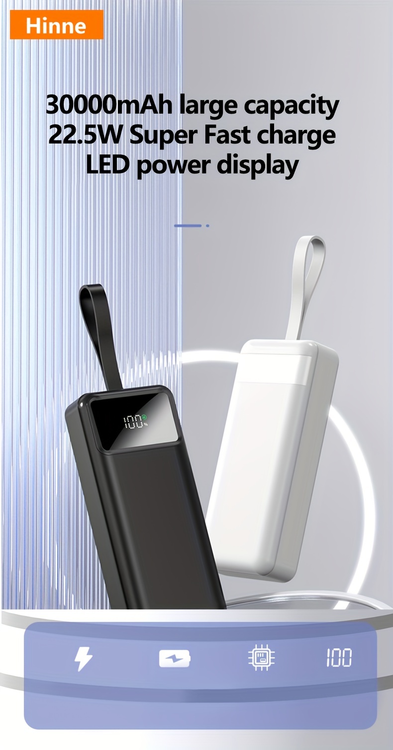 30000mAh Power Bank Portable Charging Mobile Phone Charger