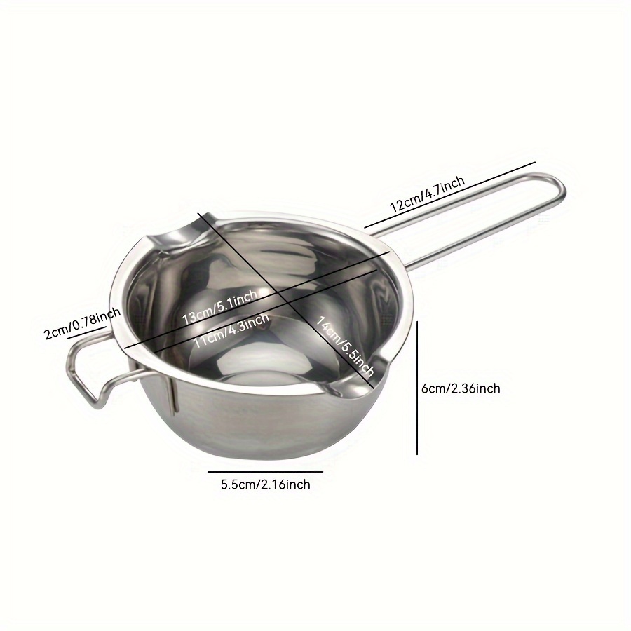 Stainless Steel Universal Melting Pot, Heat-Resistant Handle Candle Making Kit,Use for Melted Butter Chocolate Cheese Caramel, Silver