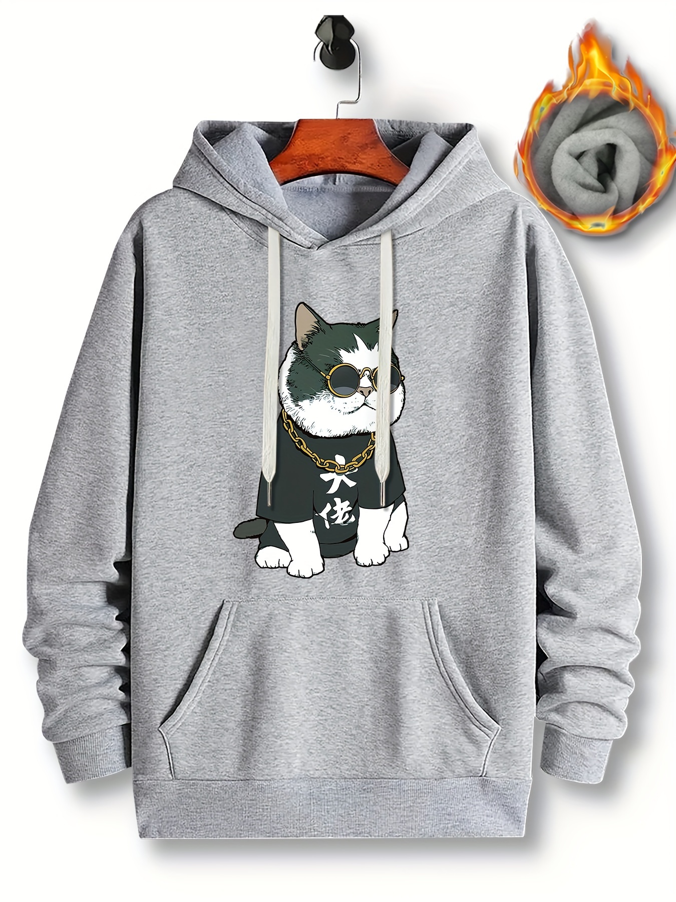 Cool Cat Sunglasses Necklace Print Hoodie Cool Hoodies Men - Temu Canada