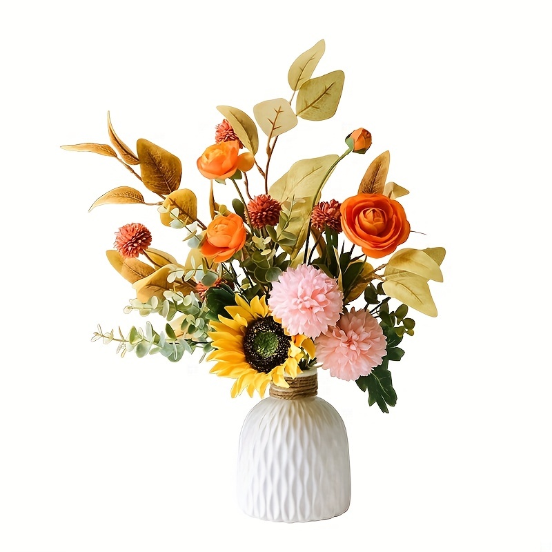 Artificial Fake Flowers Plants Silk Flower Arrangements - Temu