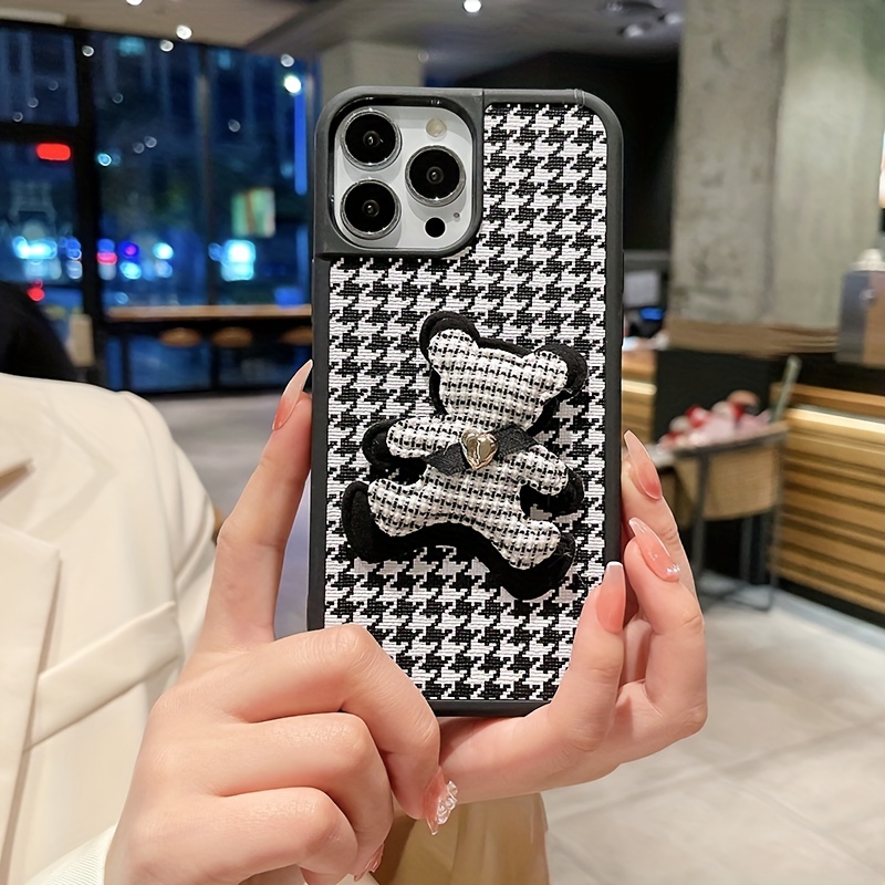 Woven Houndstooth Phone Case For Iphone 13 Pro Max/13 12 13 14pro Case Male  For Iphone 12 Pro Max Phone Case Cartoon Female For Iphone 14 Pro Max 14pro  Protective Case - Temu