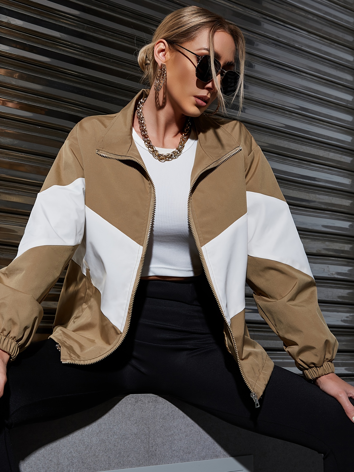 Fall Women Leather Jacket Zipper Y2k Fashion Vintage Jacket Slim Fit Stand  Collar Coats Casual Outfits Streetwear 