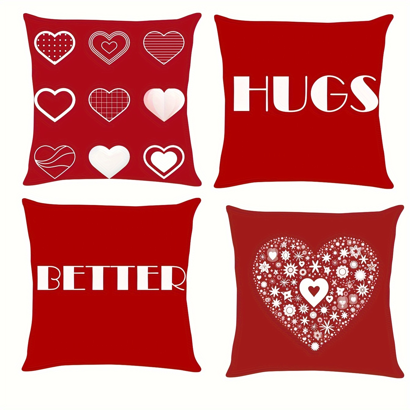 4 Pcs Vintage Valentine's Day Pillow Covers 18 x 18 Inch Retro Valentine  Cushion Pillow Covers Red Heart Love Pillow Cover Holiday Anniversary  Wedding