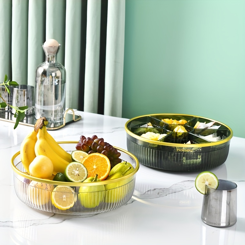 Round Divided Serving Tray with Lid 4/5 Individual Dishes Food Storage  Containers Snack Fruit Veggie Candies Serving Platter