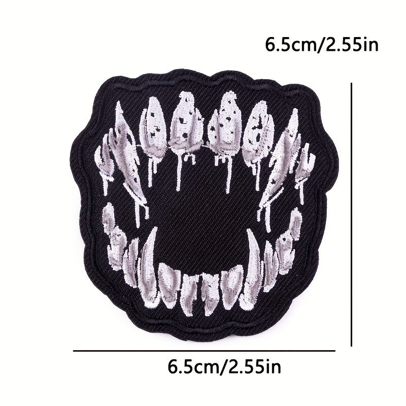 4 Teeth Punk Horror Sew-on Patch Set 
