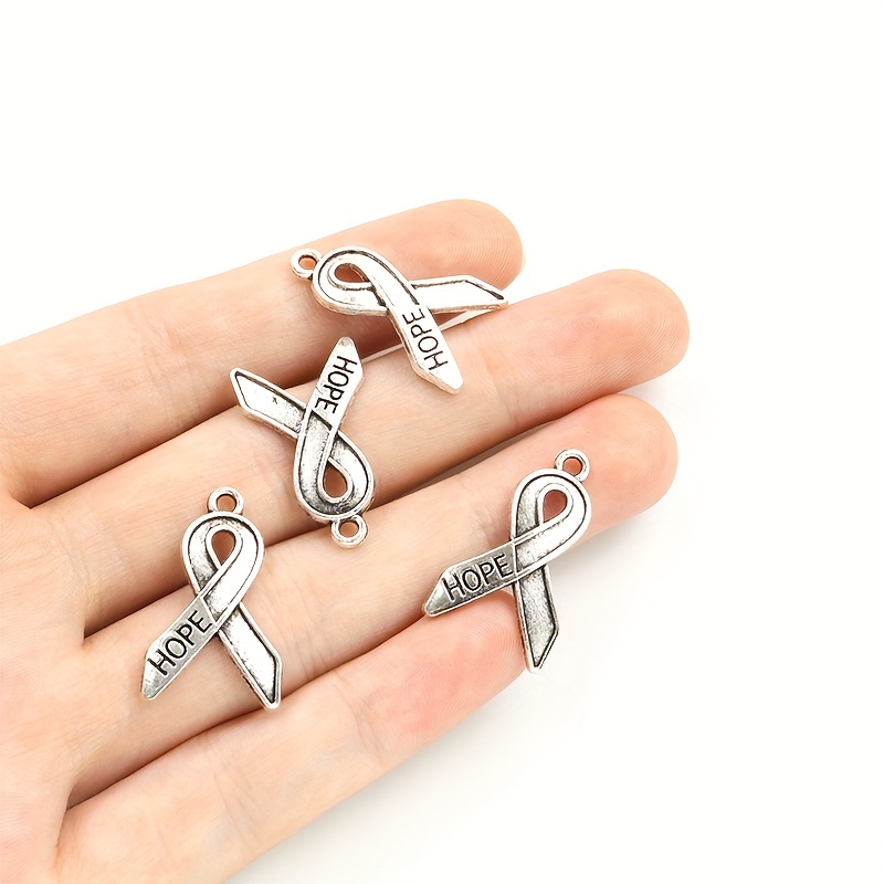 20pcs Ribbon Of HOPE Alloy Charms Antique Silver Letters Ribbon Pendants  DIY Handmade Materials Vintage Simple Necklace Earrings Accessories Small  Bus