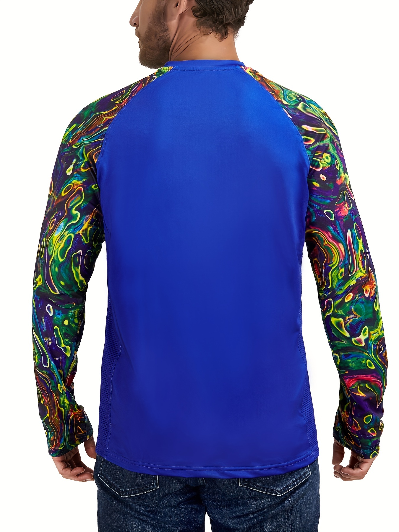 Men's Sunscreen Shirt Raglan Long Sleeve UPF50+ Breathable Top For Outdoor  Fishing Suit