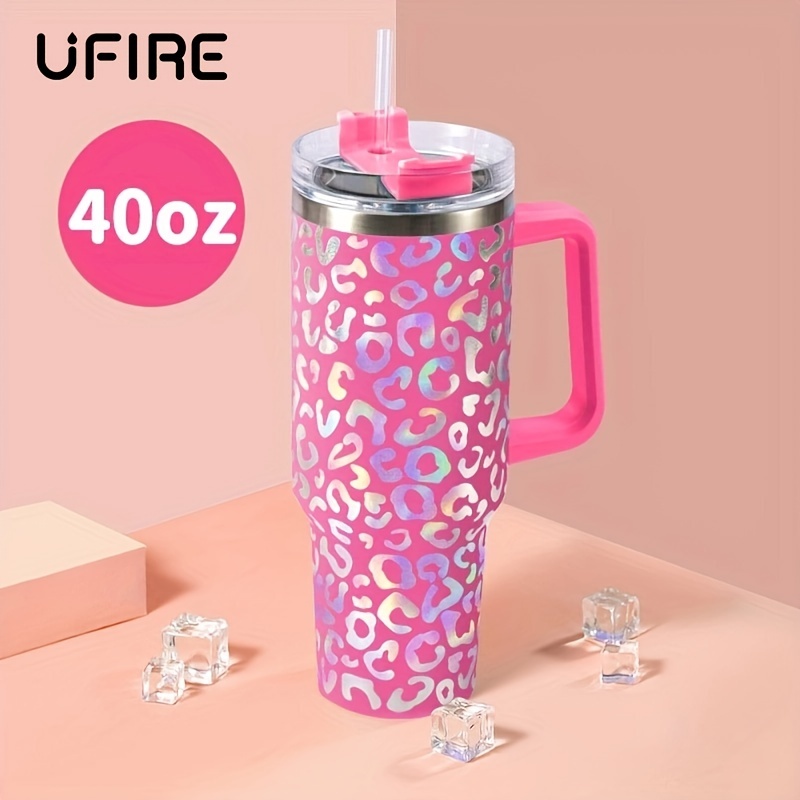 1pc, Cute Kawaii Pattern Tumbler With Lid And Straw, 40oz Stainless Steel  Insulated Water Bottle With Handle, Portable Drinking Cups, For Car, Home, O
