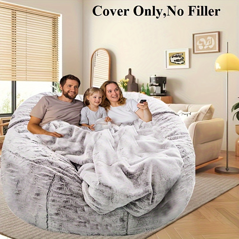 1pc Bean Bag Chair Cover, Large Circular Soft Fluffy Cover, For Living Room  Bedroom Office Home Decor, Without Filling
