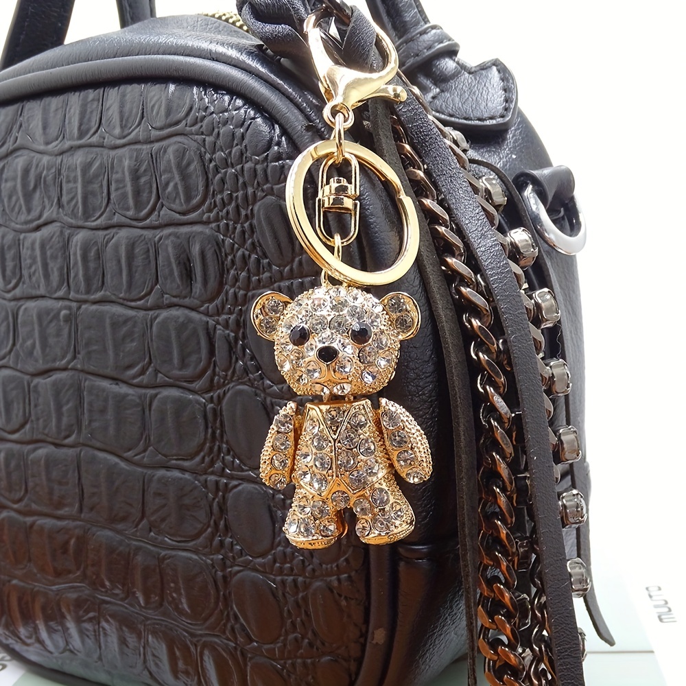 Bear Keychain with Golden Gift pouch, Bag Pendant, Gift for her, Holiday  Gift
