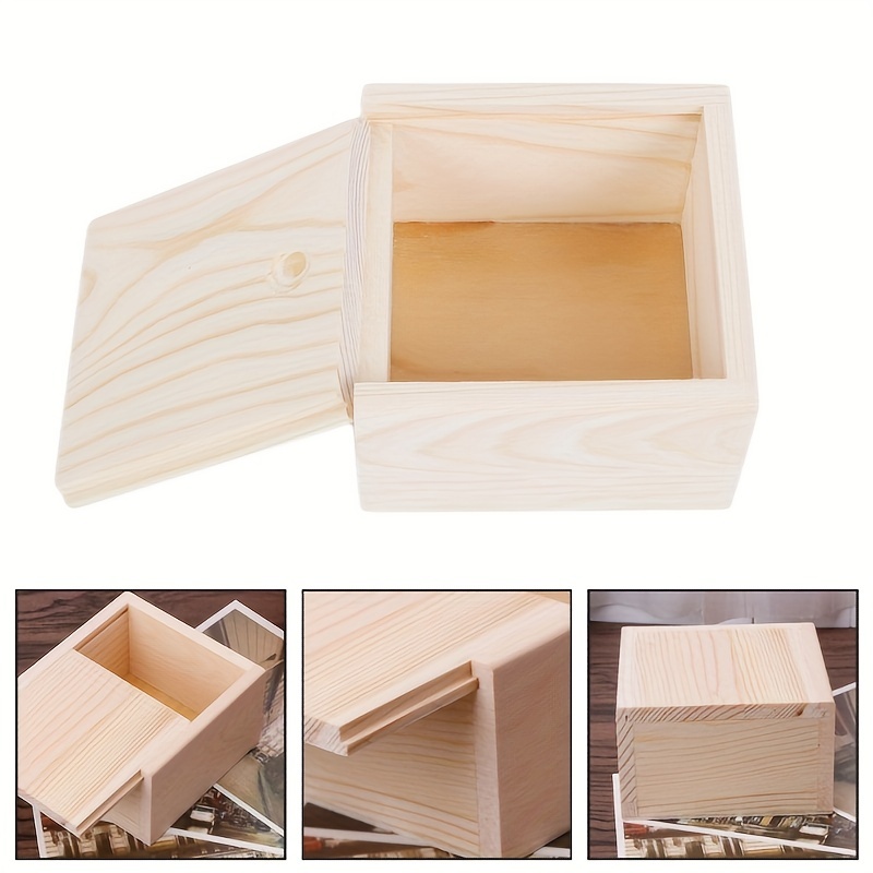 TATMOHIK Small Wooden Box with Sliding Lid Maple Wood Gift Box with Slide  Top Ideal Gift Container or for Crafts Project (3.15 x 2 x 0.98 inch)