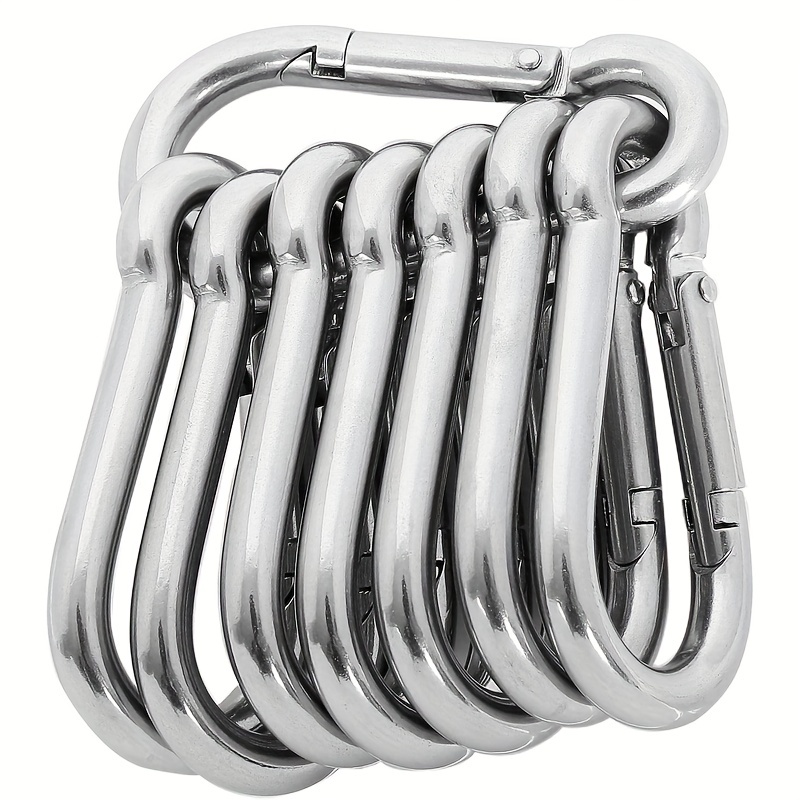 

6pcs Mountaineering Buckle Keychain: Galvanized Steel Spring Snap Hooks For Outdoor Adventures & Daily Use