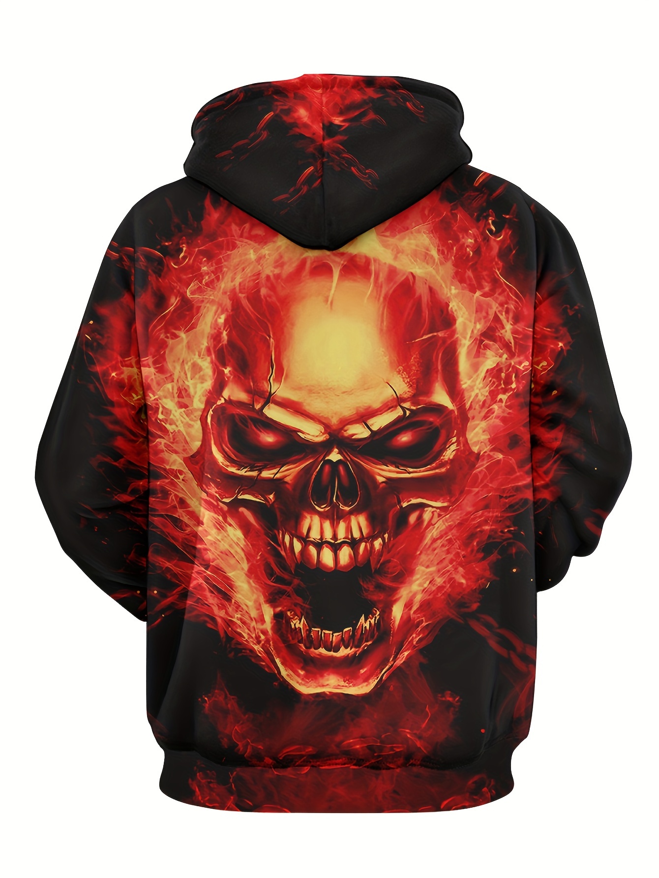 Skull On Fire Print Hoodie, Cool Hoodies For Men, Men's Casual Graphic  Design Pullover Hooded Sweatshirt With Kangaroo Pocket Streetwear For  Winter Fa