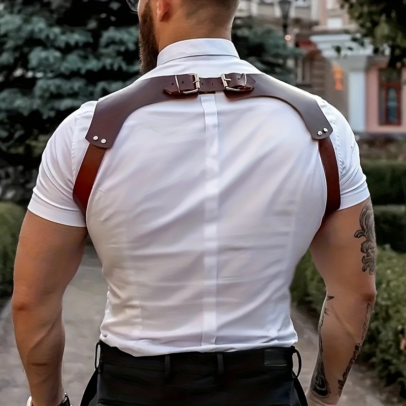 Adjustable Leather Suspenders Men Comfortable Shoulder - Temu
