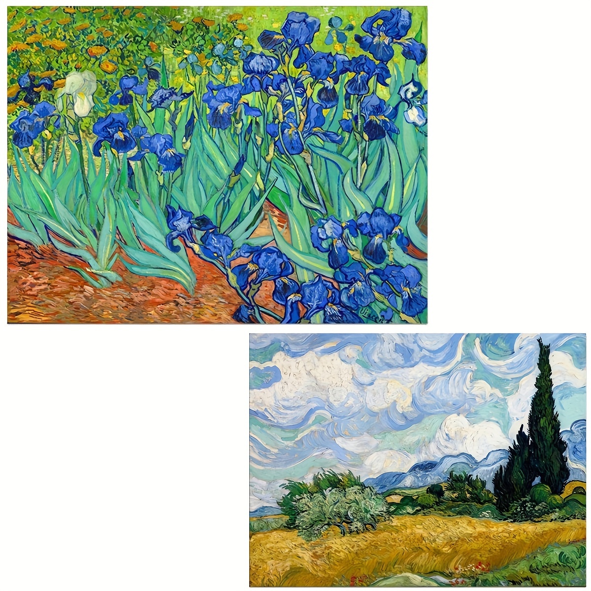 Prints Irises Van Gogh Wheat Field Cypresses Famous Oil - Temu Malta