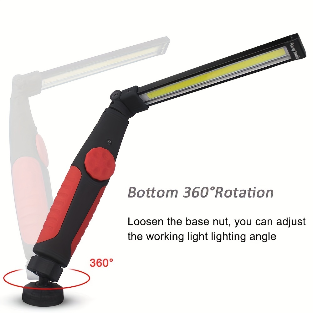 Lampe d'inspection LED Rechargeable avec Aimant et Rotation à 360 degrés,  Lampe d'inspection pour Atelier, Camping, Randonnée (Noir)