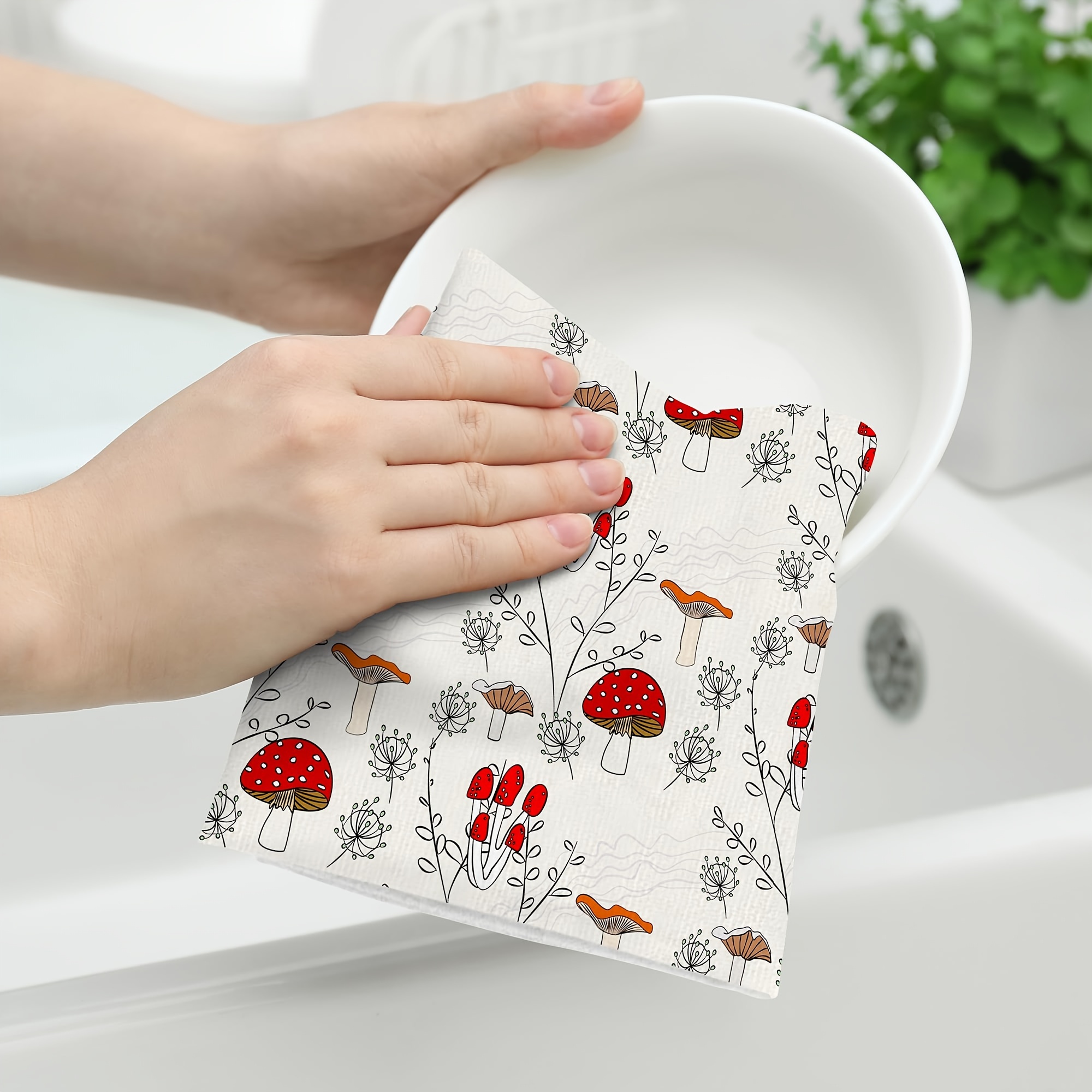 Hand Towels Cute Mushroom Small Fresh Style Dishcloth - Temu
