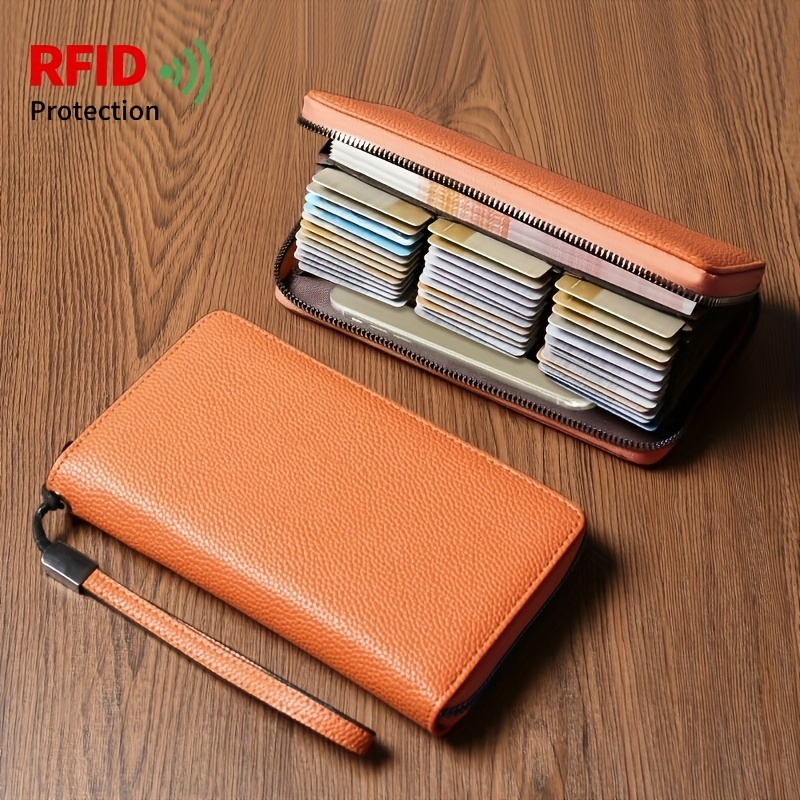 Large Capacity Credit Card Wallet Leather Secure RFID Wallet for Women 36  Slots