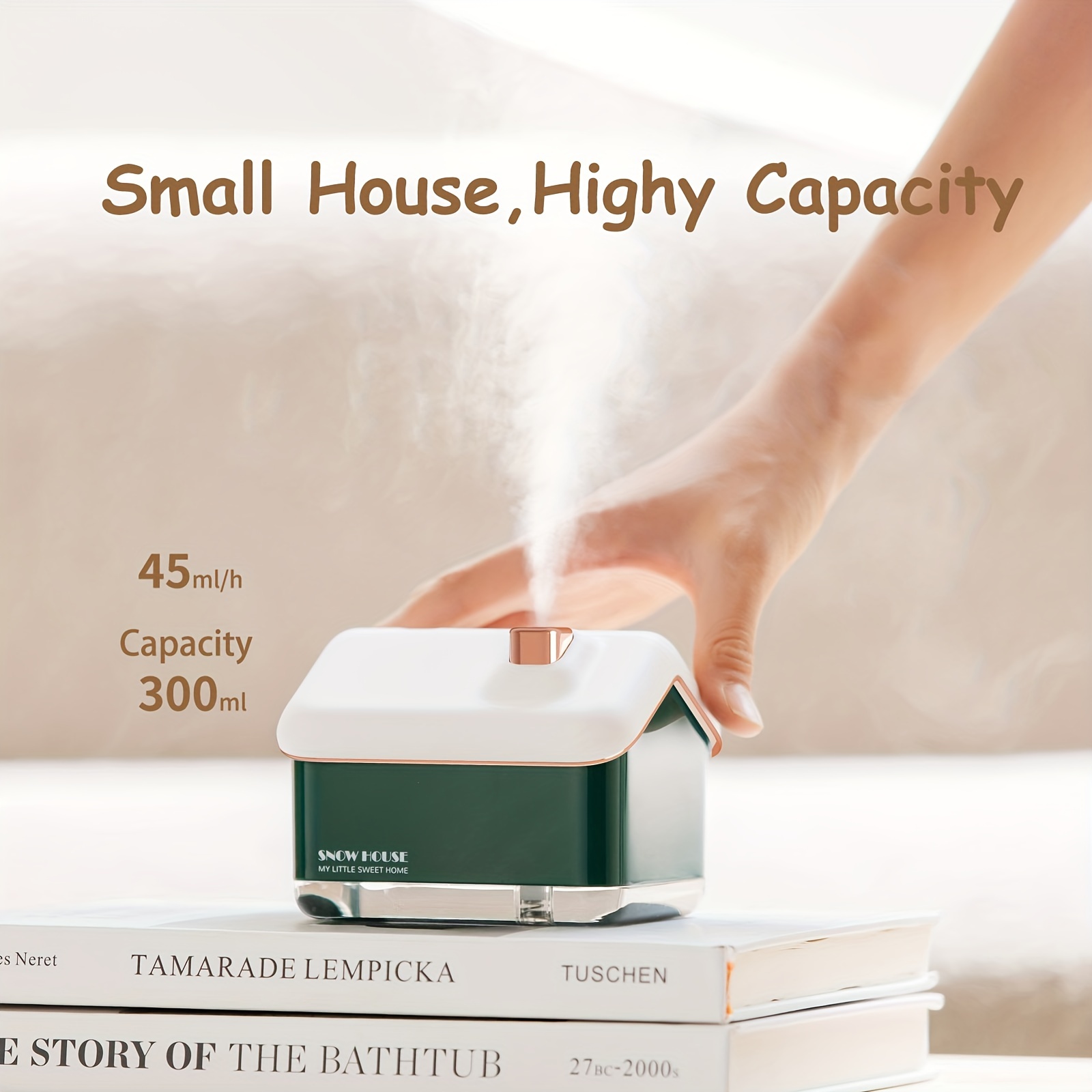 portable mini snow house cool mist humidifier creative design 300ml night light 4h auto off small humdifier for bedroom desktop office and plant details 2
