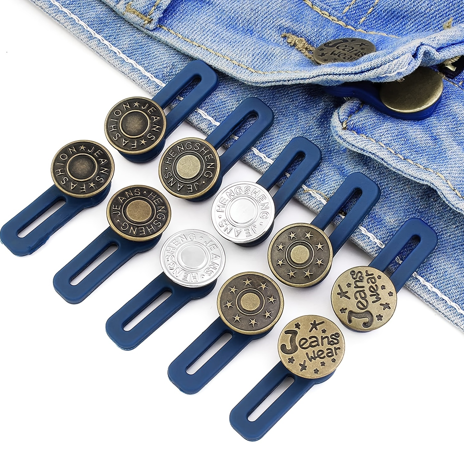 1 Pieces Pants Waist Extender Metal Buttons Adjustable Retractable Button  Waist Extenders Waistband Expander Elastic Neck