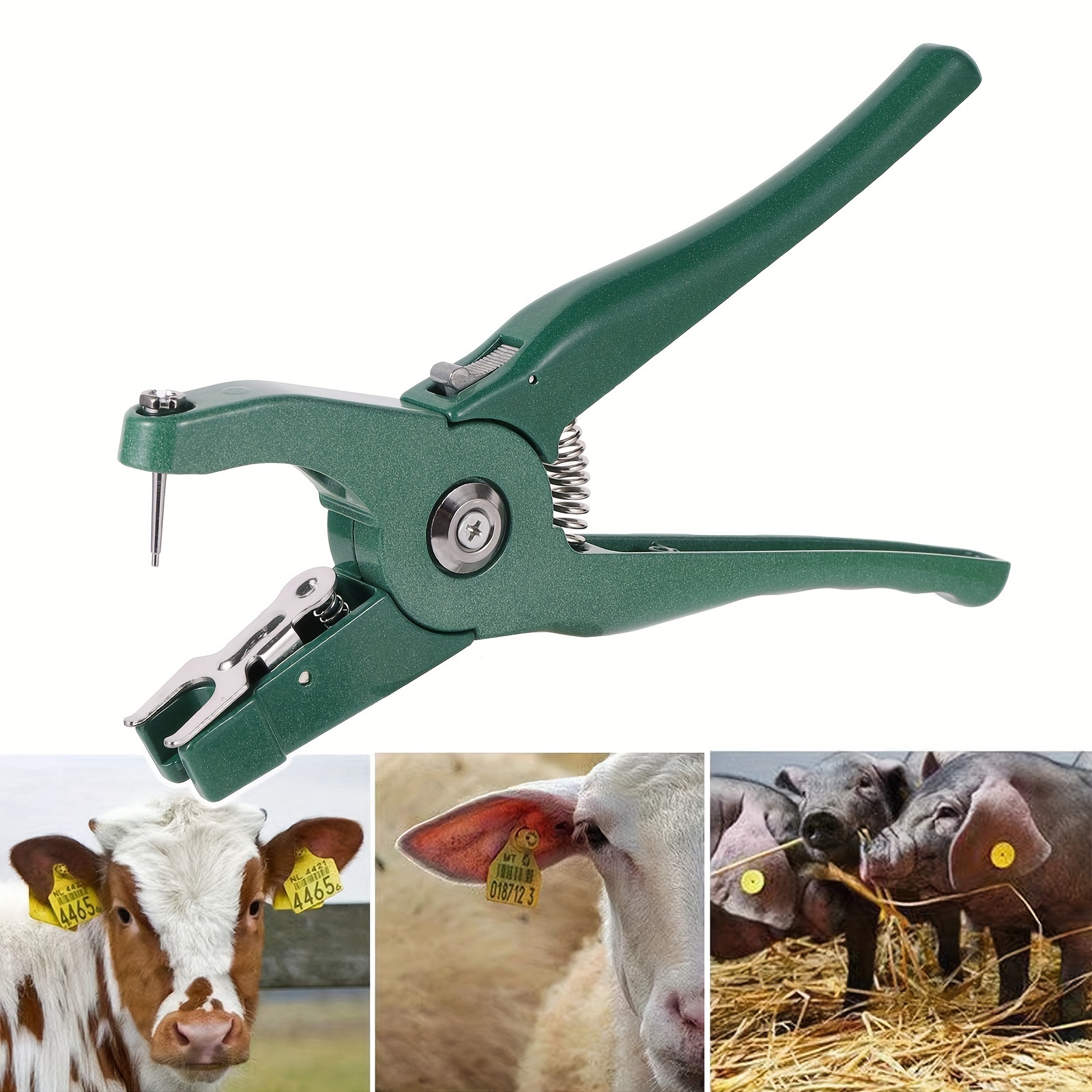 

1pc Stainless Steel Green Ear Tag Pliers Suitable For Pig Cow Sheep Rabbit Farm Animal Poultry Feeding Management