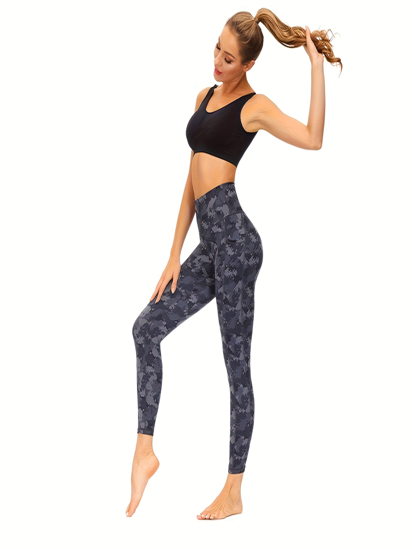 Plain Styl High Waist Yoga Pants Workout Pants Women Stretch - Temu
