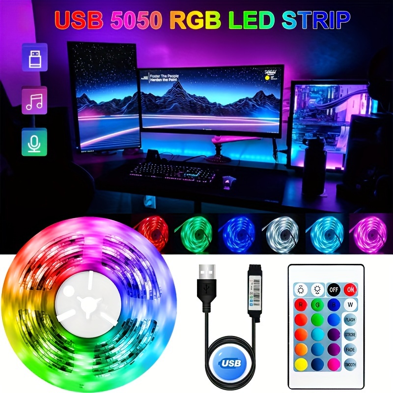 Tira De Luces LED Inteligente 5M 5050 RGB TV Retroiluminacion Bluetooth AP  Music